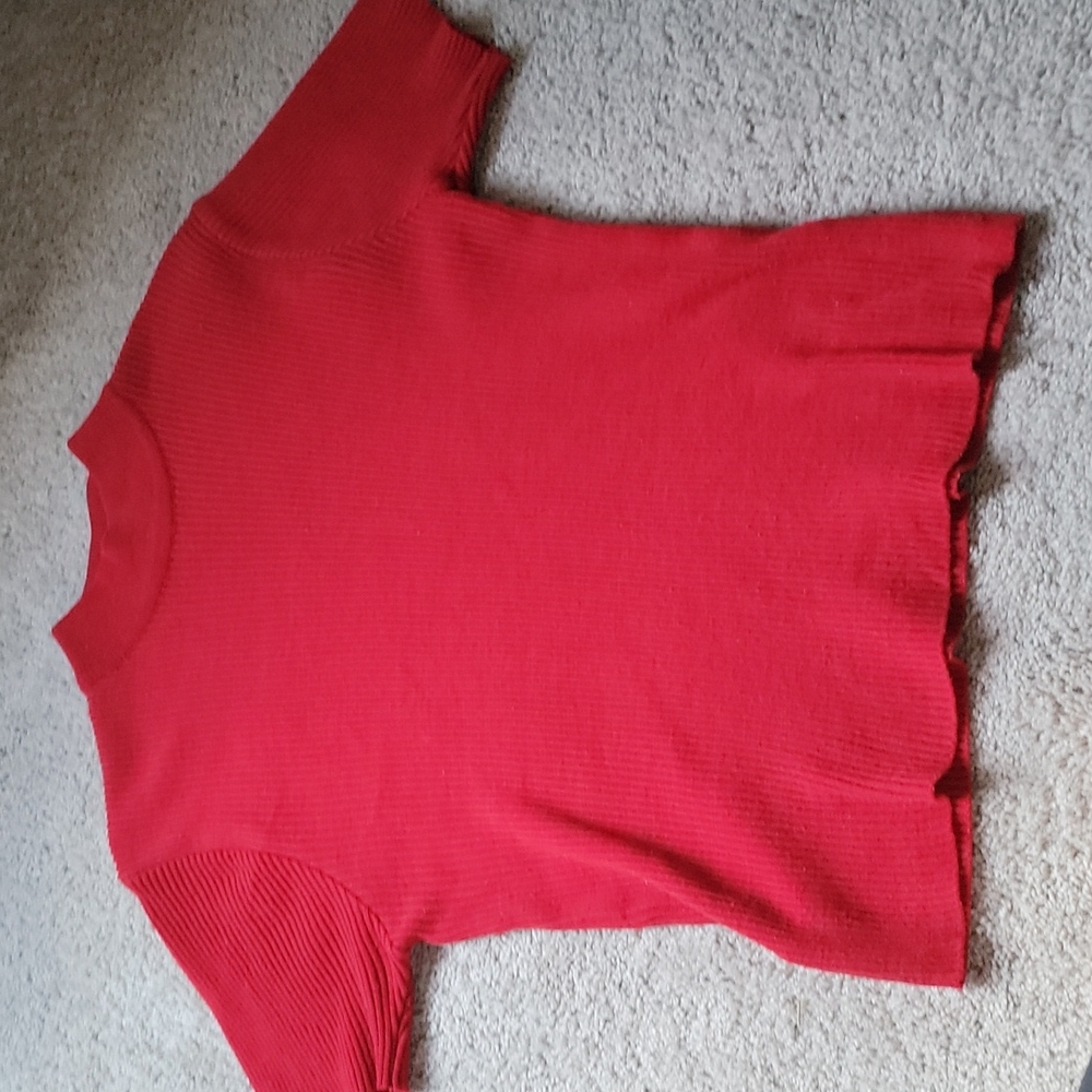 red short sleeve sweater